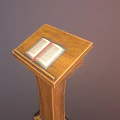 Wooden Functional Table Featuring Open Book and Cross for Podium Design 3d model