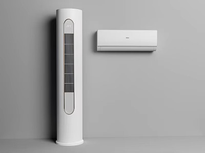 White Standing Tower and Wall Mounted Air Conditioner Fans with Sleek Modern Design 3d model