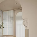 French cream antique arc partition plaster modeling dry and wet separation sanitary area dry area 3d model