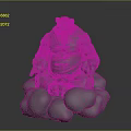Game Movie Character 3D Model Muscular Bear Creature Sitting in Meditative Stance with Cloud Base