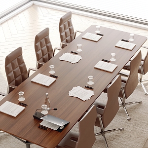 Modern conference table and chair combination 3d model