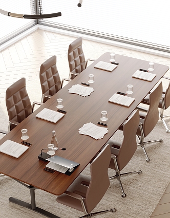 Modern conference table and chair combination 3d model