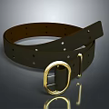 Genuine Brown Leather Belt With Polished Gold Buckle And Simple Design