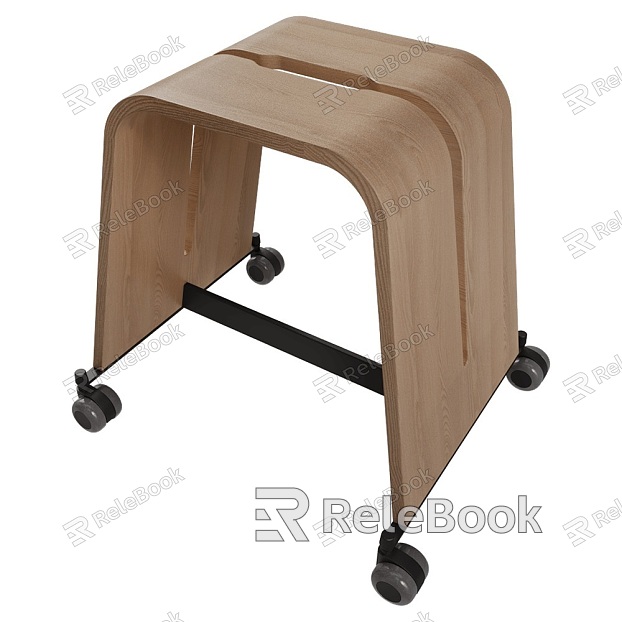 Boards Creative Wheeled Wooden Stool 18 model