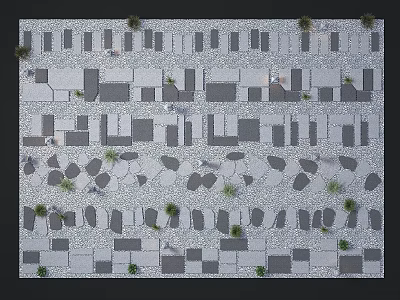 Natural Stepping Stones Garden Path With Irregular Shapes And Small Plants 3d model