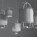 Stylish Modern Hanging Chandeliers with Fabric Shades and Metal Frames Design