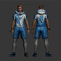 Male Character with Blue White Outfit VIP Hoodie Shorts Silver Leggings Front Back Views
