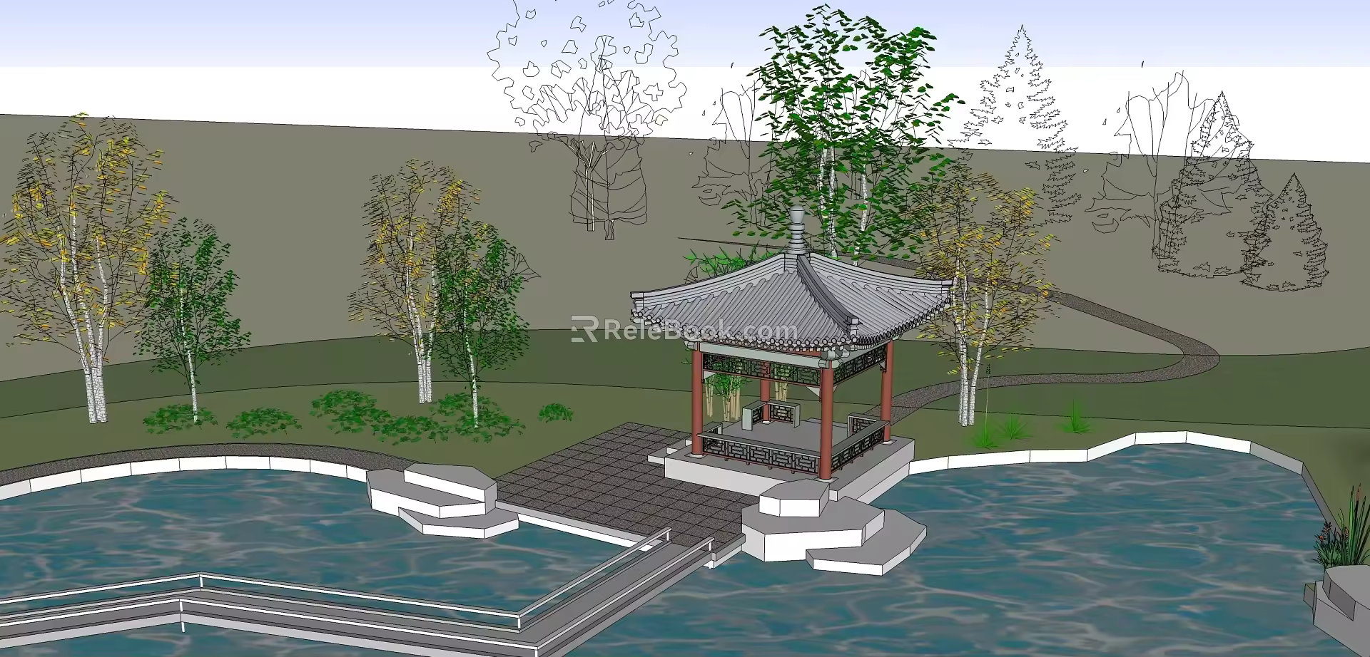 Ancient Architecture Garden Pavilion 3d model