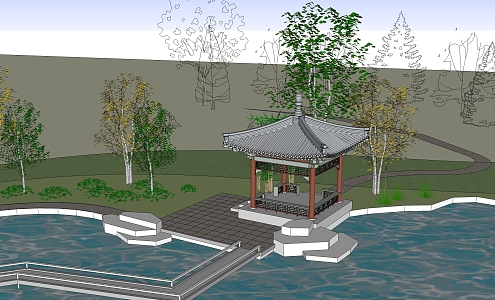 Ancient Architecture Garden Pavilion 3d model