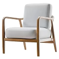 Modern Light Gray Fabric Accent Chair With Wooden Frame And Armrests