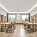 Modern Spacious Office Interior With Wooden Tables Chairs Built in Bookshelves And Natural Light