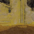 Cave Interior Design With Rock Walls Metal Ladder And Earthen Floor