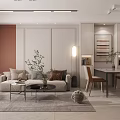 Modern Open Living Dining Area With Cozy Sofa Dining Table And Neutral Tones