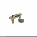 Modern Light Luxury Stone Desk And Upholstered Fabric Chair Set For Elegant Home Office Workspace