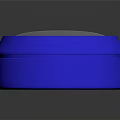 Blue Circular Container With Transparent Lid And Red White Yellow Logo On Metallic Base