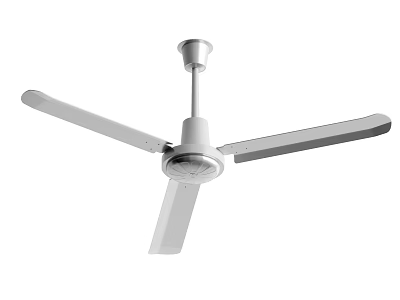 White Ceiling Fan With Three Sleek Blades For Modern Home Indoor Use 3d model