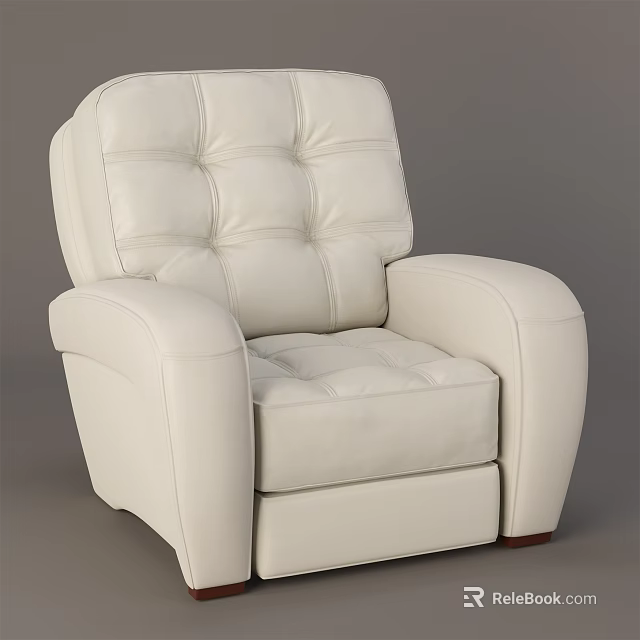 White Leather Single Sofa With Tufted Seat Backrest Comfortable Armrest And Modern Design 3d model