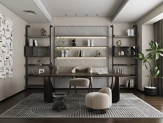Modern Study Column Bookcase Study 3d model