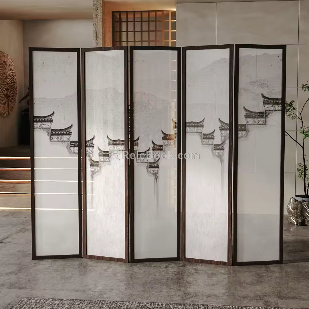 New Chinese Style Screen Partition 3d model