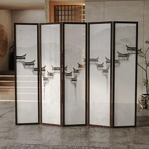 New Chinese Style Screen Partition 3d model