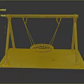 Outdoor Kids Swing With Net Seat And Yellow Base On Wooden Posts