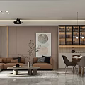 Modern Dining and Living Room Interior Design With TV Wall Dining Table and Pendant Lights