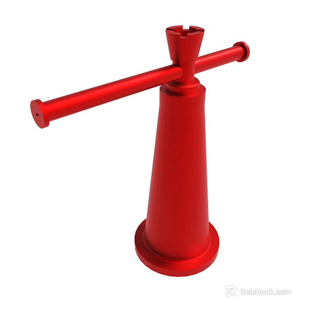 Red Conical Safety Device With Horizontal Bars And Stable Base 3d model