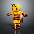 Minecraft Pixel Bee Character With Yellow Black Stripes And Blue Eyes Standing Pose