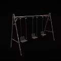 Metal Outdoor Swing with Three Mesh Seats and Sturdy Frame Structure Design