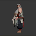 Man Chef Standing With Apron Garlic Wrist Guards And Ladle
