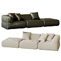 Modern Multi Seat Sectional Sofa With Black And Beige Design And Plush Pillows