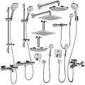 Modern Chrome Bathroom Faucets With Shower Head And Handheld Spray Design