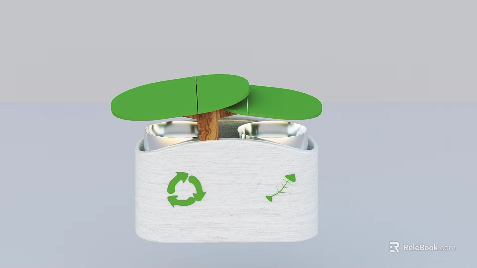 Green Traffic Sign With Recycling Symbol And Directional Arrow For Road Safety 3d model 