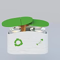 Green Traffic Sign With Recycling Symbol And Directional Arrow For Road Safety