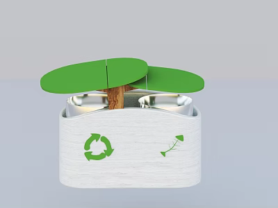 Green Traffic Sign With Recycling Symbol And Directional Arrow For Road Safety 3d model