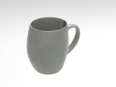 Gray Ceramic Mug with Minimalist Rounded Shape and Comfortable Handle for Daily Use 3d model