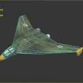 Concept Military Aircraft With Green Camouflage Triangular Wings Transparent Cockpit Yellow Nose And Cross Insignia