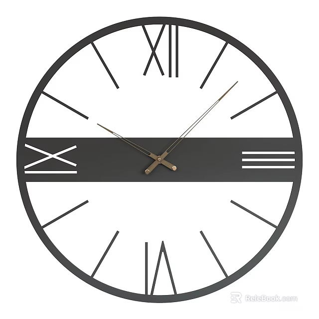 Modern Minimalist Wall Clock With Roman Numerals And Black White Design 3d model 
