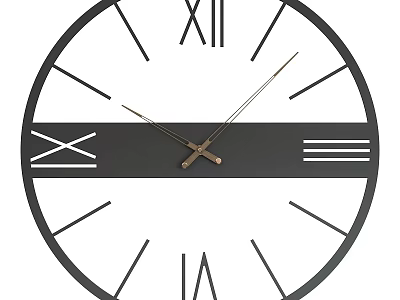 Modern Minimalist Wall Clock With Roman Numerals And Black White Design 3d model