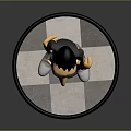 3D Cartoon Character Wearing Black T-shirt With Skull Design Blue Pants Standing on Checkered Base