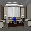 Modern Private Room Interior With Dining Table Sofa TV Chairs And Elegant Decor 3d model