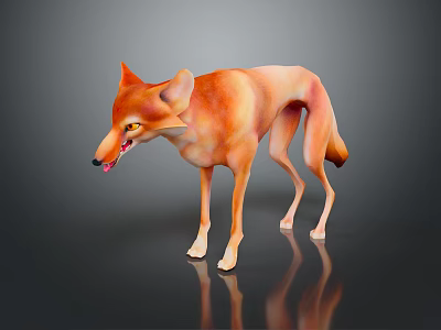 Animated Orange Fox 3D Model Standing As Game And Movie Character With Yellow Eyes 3d model