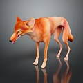 Animated Orange Fox 3D Model Standing As Game And Movie Character With Yellow Eyes
