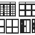 Black Doors With Various Grid Patterns And Glass Panel Designs For Home Use 3d model