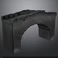 Gray Stone Arch Bridge with Arch Structure and Stone Block Texture on Deck