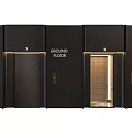 Modern Black Elevator Doors Featuring Ground Floor Sign And Sleek Design