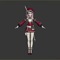 Anime Style Game Character In Red Uniform With Pink Hair And White Gloves