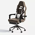 Modern Brown And White Upholstered Office Chair With Adjustable Armrests And Swivel Wheels
