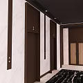 Elevator Hallway Interior With Marble Walls Dark Elevator Doors Numbered Panels And Lighting 3d model