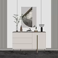 Modern Entryway Console Cabinet With White Finish Golden Accents And Decorative Mirror